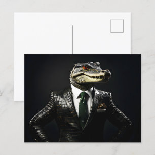 Carte Postale Crocodile en combinaison