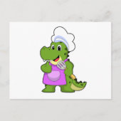 Carte Postale Crocodile en cuisinier avec spatule (Devant)