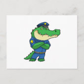 Carte Postale Crocodile en tant qu'officier de police en uniform (Devant)