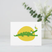 Carte Postale Crocodile et oiseau en jeu (Debout devant)