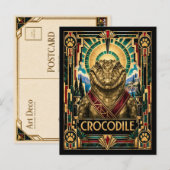 Carte Postale Crocodile, faune Art déco (Devant / Derrière)