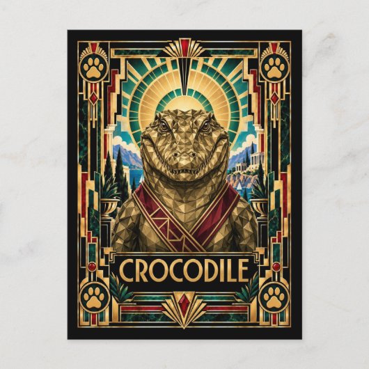 Carte Postale Crocodile, faune Art déco (Devant)