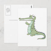 Carte Postale Crocodile gavial joyeux Gharial (Devant / Derrière)