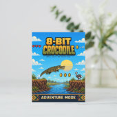 Carte Postale Crocodile, Rétro Pixel Art 8 Bits (Debout devant)