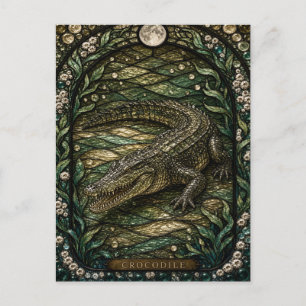 Carte Postale Crocodile Rivière de la Marée Illumina Verre Cathé