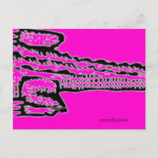 Carte Postale crocodile rose