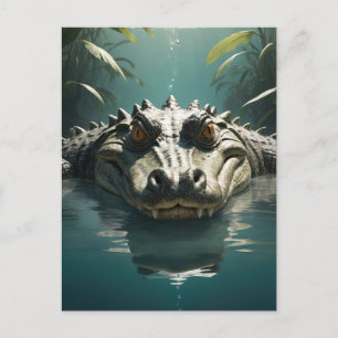 Carte Postale Crocodile serène dans l'eau Jungle Art Imprimer