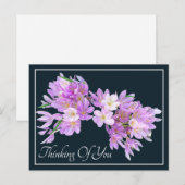 Carte Postale Crocus rose/violet Fond gris Pensée pour vous (Devant / Derrière)