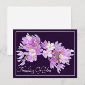 Carte Postale Crocus rose/violet Fond violet Pensées pour vous (Devant / Derrière)