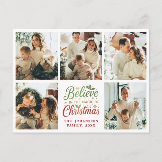 Carte Postale Croire en Noël Famille moderne Collage photo (Devant)