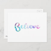 Carte Postale Croire la typographie de l'aquarelle (Devant / Derrière)