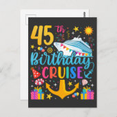Carte Postale Croisière d'anniversaire 45 ans Fête d'anniversair (Devant / Derrière)