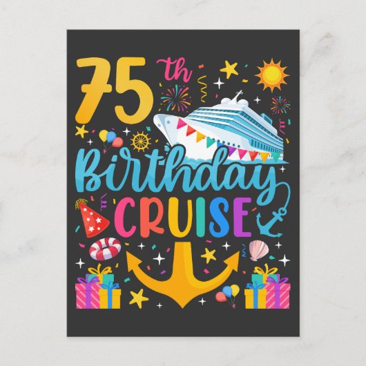 Carte Postale Croisière d'anniversaire 75 ans Fête d'anniversair (Devant)