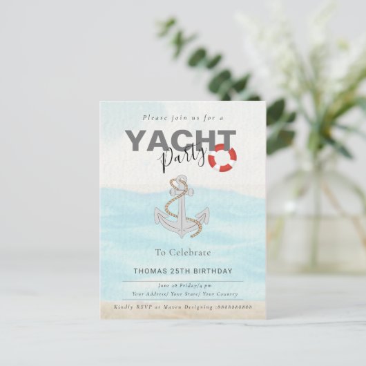 Carte Postale Croisière en yacht pour anniversaire (Debout devant)