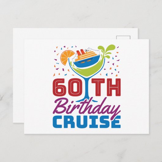 Carte Postale Croisière pour les 60 ans de naissance En croisièr (Devant / Derrière)