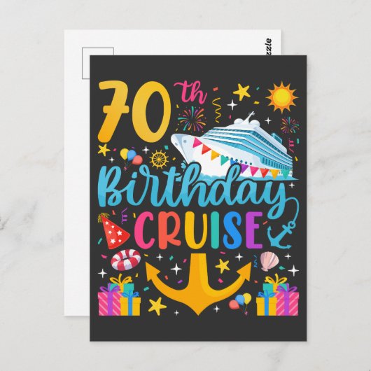 Carte Postale Croisière pour les 70 ans Fête d'anniversaire (Devant / Derrière)