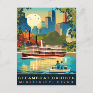 Carte Postale Croisières en bateau à vapeur, Mississippi, Voyage
