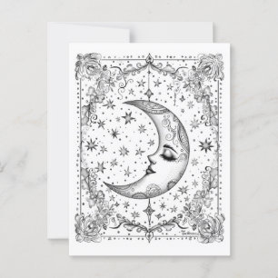 Carte Postale Croissant de Lune Fantaisiste Colorez Votre Prop