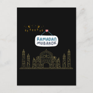 Carte Postale Croissant islamique Ramadan Kareem Art typographiq