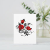 Carte Postale Croissant mécanique avec roses rouges (Debout devant)