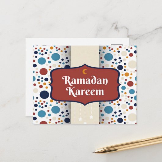 Carte Postale Croissant Ramadan Kareem (Devant/Arrière en situation)