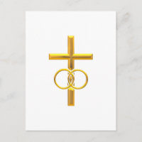 Croix 3-D d'or avec anneaux Mariages