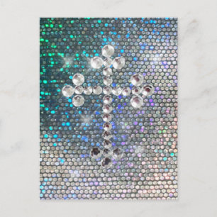 Carte Postale Croix à bille en argent imprimé