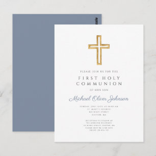 Carte Postale Croix Bleu Poussiéreux Garçon Religieux Première C