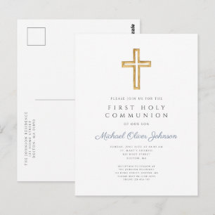 Carte Postale Croix Bleu Poussiéreux Garçon Religieux Première C