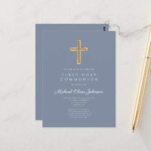 Carte Postale Croix Bleue Dusty Religion Garçon Première Communi
