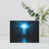 Carte Postale Croix chrétienne en lumière bleue (Debout devant)