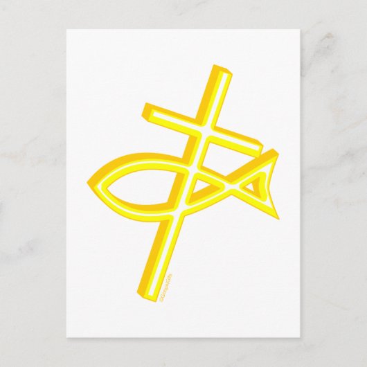 Carte Postale Croix chrétienne et poissons (Devant)