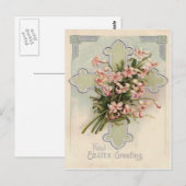 Carte Postale Croix Chrétienne Marguerite Rose (Devant / Derrière)