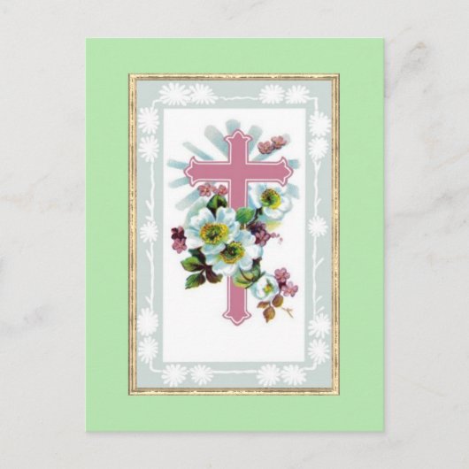 Carte Postale Croix chrétienne rose (Devant)