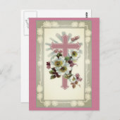 Carte postale Croix chrétienne rose (Devant / Derrière)