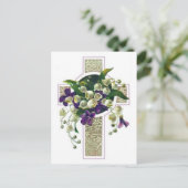 Carte Postale Croix D'Argent Avec Fleurs Violettes (Debout devant)