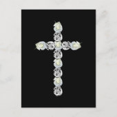 Carte Postale Croix d'argent et de rose blanche (Devant)