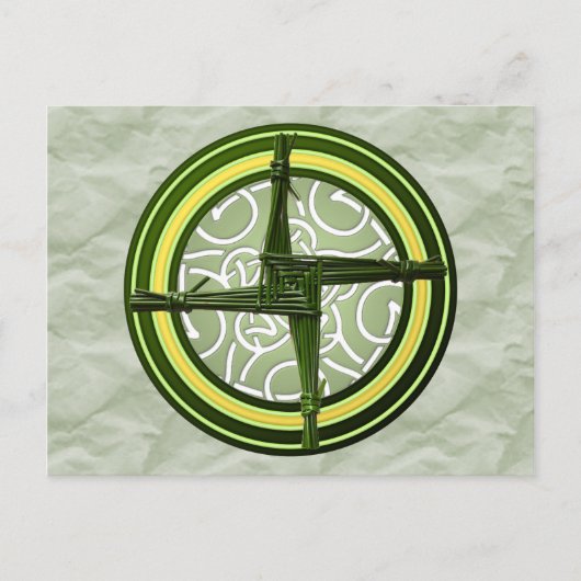 Carte Postale Croix de Brigid verte sur vert (Devant)