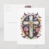 Carte Postale Croix de foi florale (Devant / Derrière)