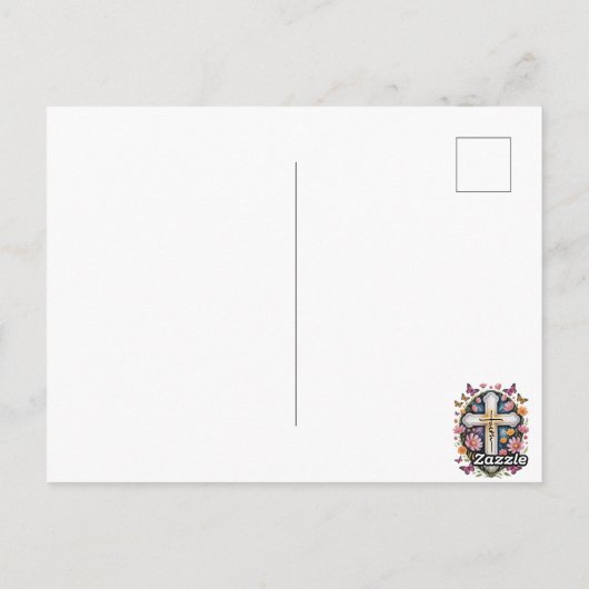 Carte Postale Croix de foi florale (Dos)