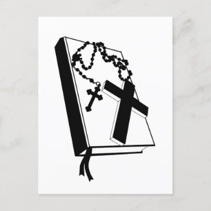 Carte Postale croix de la bible colliers rosaires art illustrati