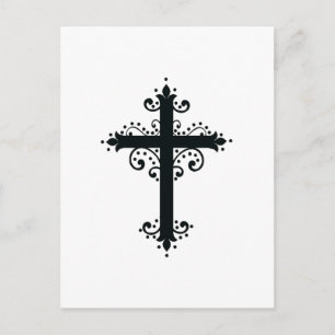 Carte Postale Croix de religion avec un ornement
