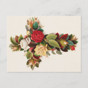 Carte Postale Croix de roses, illustration de l'ère victorienne