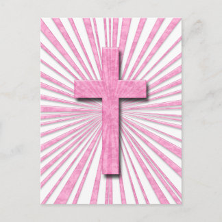 CARTE POSTALE CROIX DÉCORATIVE ROSE