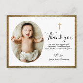 Carte Postale Croix d'or simple et élégant Baptême bébé (Devant)