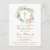Carte Postale Croix dorée Invitation de confirmation florale aqu (Devant)