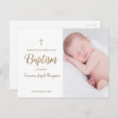 Carte Postale Croix dorée simple Blanche avec photo personnalisé (Devant / Derrière)