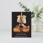 Carte postale Croix et communion Pâques (Debout devant)