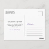 Carte Postale Croix florale pourpre Premier Merci de communion s (Dos)