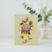 Carte Postale Croix Jaune Avec Fleur Rose (Debout devant)